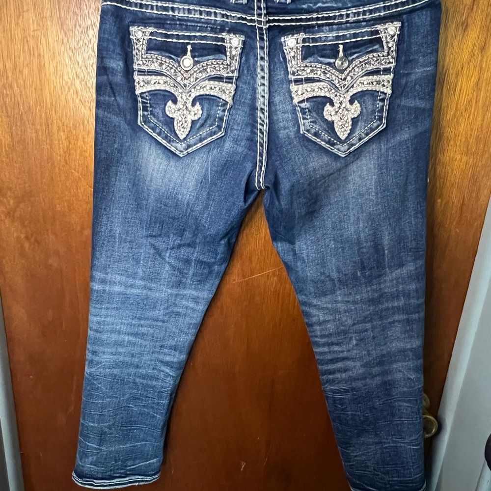 Women's Blue Embellished Jeans